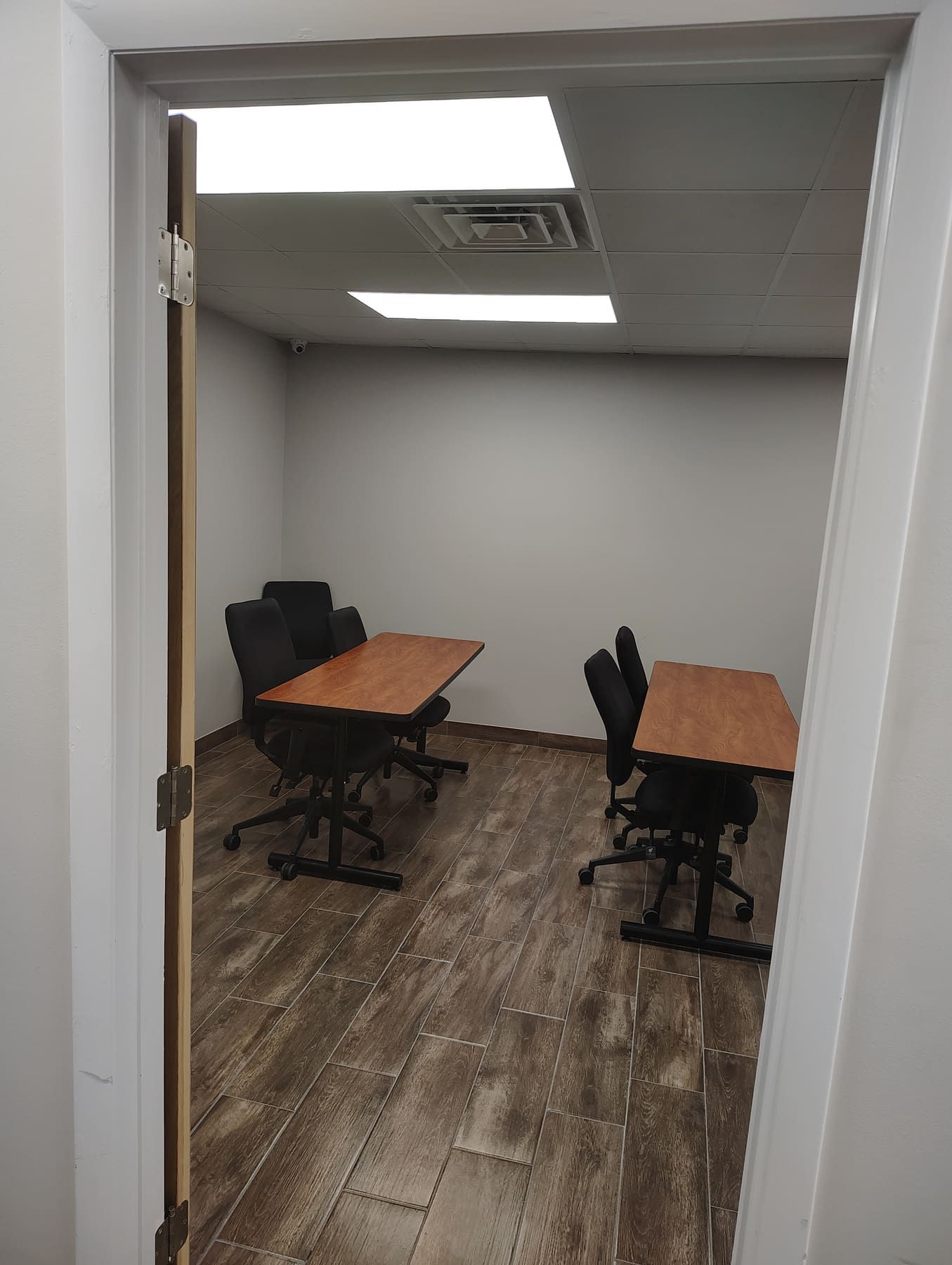 The finished classroom seen through the doorway on opening day